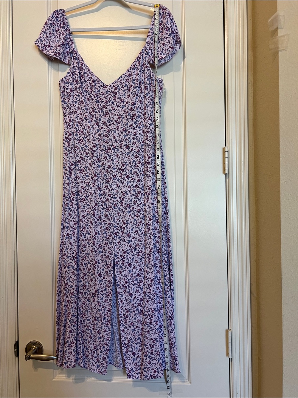 Reformation Lavender Floral Midi Dress with Flutter Sleeves - Picture 5 of 9